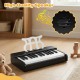 Kids piano keyboard with 30 keys, black finish, featuring a music stand and resonance hole for high-quality sound.