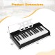 Kids piano keyboard with 30 keys, black finish, dimensions 18"x9.5"x7", designed for beginners aged 3 and up.