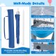 Kids picnic table with blue umbrella, featuring a powder-coated metal frame and portable carry bag for easy transport.