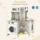 Kids play kitchen wooden corner playset in beige with working faucet, oven, and ample storage for interactive cooking.