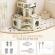 Kids play kitchen wooden corner playset in beige with working faucet, realistic lights, and rich play accessories for.