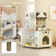 Kids play kitchen wooden corner playset in beige with working faucet, realistic lights, and ample storage for.