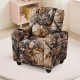 Kids recliner chair in camouflage fabric with cup holder, ergonomic design, perfect for reading or watching TV.