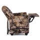 Kids recliner chair in camouflage from the side, featuring a cup holder and ergonomic design for toddlers' comfort.
