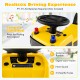 Kids ride-on push car in yellow with steering wheel, music, and realistic sound effects for immersive play experience.