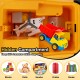 Kids ride-on excavator in yellow with adjustable shovel and hidden storage for toys, snacks, and books.