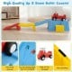 Kids ride-on toy with storage box and downhill race tracks in multicolor, promoting fun and motor skills for toddlers.