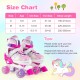 Adjustable kids roller skates in rose red with light-up wheels, featuring breathable mesh liner and upgraded brake for.