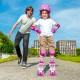 Kids roller skates in rose red with light-up wheels, adjustable sizes, and safety features for outdoor fun.