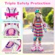 Kids roller skates in rose red with adjustable cuff buckle, light-up wheels, and stable shoelaces for safe skating.