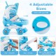 Kids roller skates in blue with adjustable sizes and light-up wheels, perfect for toddlers aged 5-7 for fun and safety.