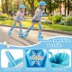 Kids roller skates in blue with adjustable sizes, light-up wheels, and breathable liner for fun and comfort.