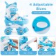 Kids roller skates in blue with adjustable sizes, light-up wheels, and a breathable liner for comfort and fun.