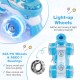 Kids roller skates in blue with light-up wheels, adjustable sizes, and 82A PU wheels for smooth gliding and safety.
