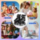 Kids adjustable roller skates in black with light-up wheels, perfect for fun and improving balance during holidays and.