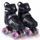 Adjustable black kids roller skates with light-up wheels, designed for comfort and safety during outdoor skating.
