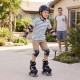 Kids roller skates in black with light-up wheels, adjustable sizes, and safety gear for outdoor fun and balance.