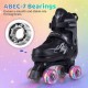 Kids adjustable roller skates in black with light-up wheels, featuring ABEC-7 bearings for smooth and stable rides.