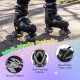 Kids adjustable roller skates with light-up wheels, soft padded interior, and breathable mesh liner for comfort.