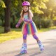 Colorful kids roller skates with light-up wheels, designed for ages 7-9, perfect for outdoor skating fun.