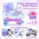 Kids roller skates in blue with butterfly design, featuring adjustable size, light-up wheels, and secure fit for.
