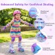 Kids roller skates in blue with light-up wheels, featuring adjustable sizing and reinforced safety for toddlers aged.