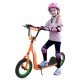 Kids scooter in orange with adjustable handlebar, 12-inch inflatable wheels, and non-slip deck for stable riding.