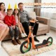 Kids scooter in orange with adjustable handlebar and 12-inch inflatable wheels, perfect for outdoor adventures.