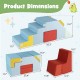 Kids soft foam blocks in blue with convertible table and chair set, featuring rounded corners for safe play and stackable design.