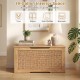 Kids storage bench with rattan texture, flip-top design, and handles for easy access and relocation in any room.