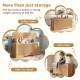 Kids storage bench with flip top, rattan texture, and handles, ideal for toy storage and as a coffee table.