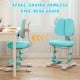 Kids desk chair in blue with adjustable backrest and footrest, designed for comfort and proper posture during study.