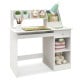 Kids study desk in white with hutch, drawer, and shelves, perfect for children's writing and study areas.
