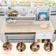 Kids study desk with a spacious 35.5" tabletop, gray finish, featuring shelves, drawer, and keyboard tray for organized storage.