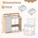 Kids study desk and chair set with hutch, natural wood finish, features storage shelves and ergonomic design for ages.