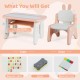 Pink kids chair designed with a rabbit shape, featuring a comfy backrest and sturdy non-slip foot pads for safety.