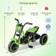 Kids tricycle in green with foot pedals, suitable for ages 3+, featuring a stable design and anti-skid wheels for.