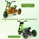 Kids tricycle with stable triangular structure and wider wheelbase, designed for safety and balance for toddlers.