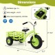 Kids tricycle in green with 15-inch inflatable rubber tires, adjustable seat, and storage basket for outdoor fun.