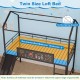 Twin size loft bed in black with ladder and slide, featuring a chalkboard for creativity and safe guardrails for kids.