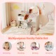 Kids vanity desk and chair set in white with colorful lights, perfect for dressing, studying, and creative activities.