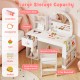 Kids vanity table set with lighted mirror, storage compartments, and ergonomic chair for ages 3+, perfect for playrooms.