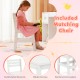 Kids ergonomic chair with comfortable backrest, hidden screws, and reinforced crossbars for safe use in a vanity set.