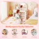 Kids vanity table set with lighted mirror, storage compartments, and ergonomic chair for safe and fun playtime.