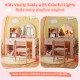 Kids vanity table and chair set in pink with lighted mirror, open storage, and ergonomic design for ages 3+.