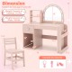 Kids vanity table set in pink with lighted mirror, storage compartments, and ergonomic chair for ages 3+.