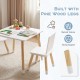 Kids wooden table and 2 chairs set with pine wood legs, ideal for play and learning in children's rooms or playrooms.