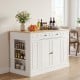 White kitchen island with storage, adjustable shelves, and drop leaf design for versatile dining and kitchen use.