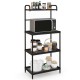4-tier kitchen microwave storage rack with open-wire shelves and sturdy iron frame, ideal for maximizing kitchen space.