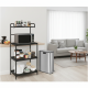 4-tier kitchen microwave storage rack with stainless steel trash can, ideal for organizing appliances and maximizing.